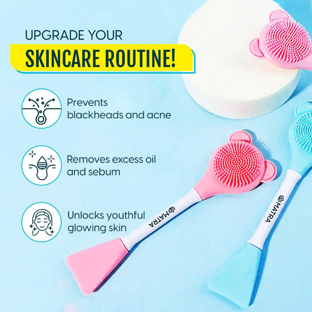 Matra Silicone Face Scrubber Dual Side Manual Face Cleansing Brush And Face Mask Applicator