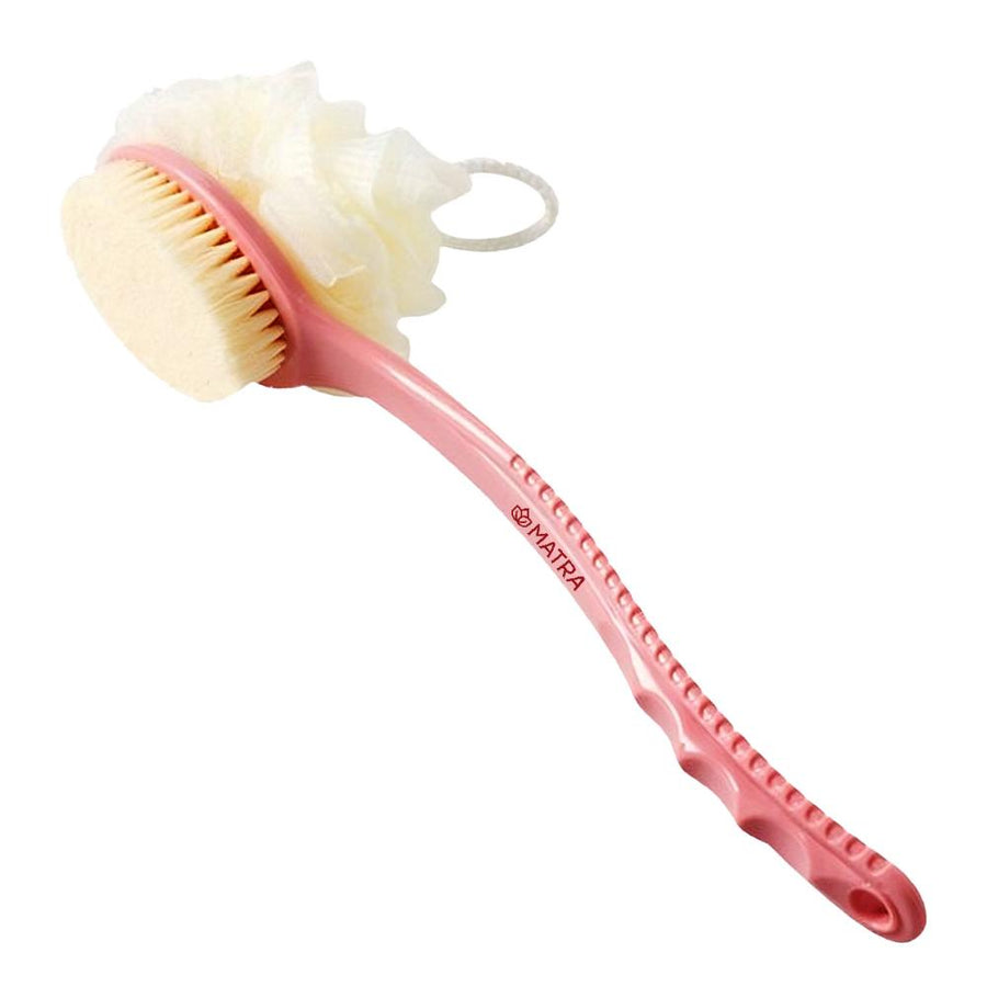 Matra Back Bath Brush 2-in-1 Back Scrubber Loofah for Deep Cleansing & Exfoliation with Long Handle