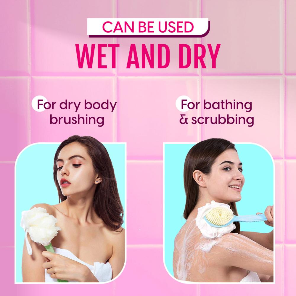 Matra Back Bath Brush 2-in-1 Back Scrubber Loofah for Deep Cleansing & Exfoliation with Long Handle