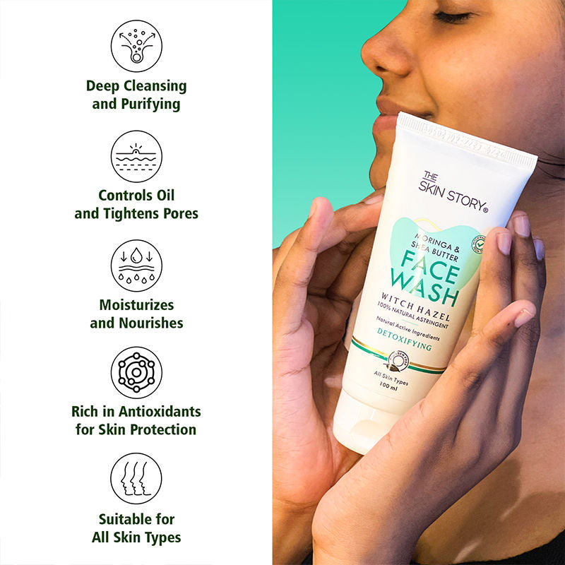 The Skin Story Moringa Shea Butter Face Wash - Reduces Acne Breakouts, Minimizes Pores, Oil Control