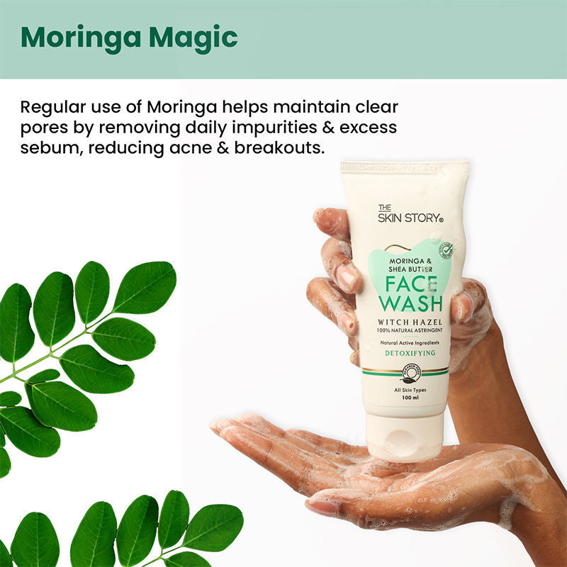 The Skin Story Moringa Shea Butter Face Wash - Reduces Acne Breakouts, Minimizes Pores, Oil Control