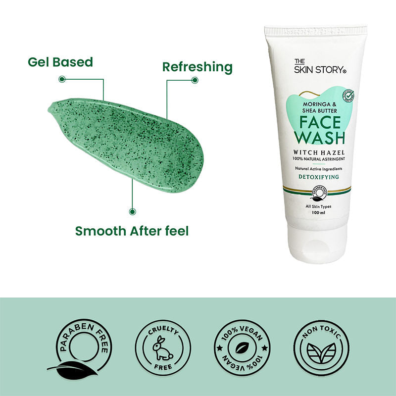 The Skin Story Moringa Shea Butter Face Wash - Reduces Acne Breakouts, Minimizes Pores, Oil Control