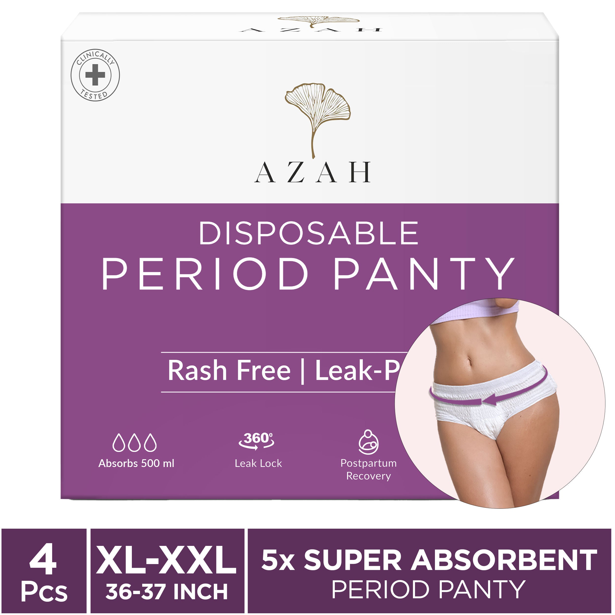 Azah XXXL Night Sanitary Pads For Women, Extra Large Night Pads , 3x More Leakproof - Box of 8