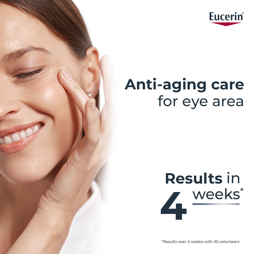 Eucerin Hyaluron-Filler Eye Cream SPF 15 with Hyaluronic Acid & Glycerin, 3X Effect – Reduces Fine Lines & Puffiness