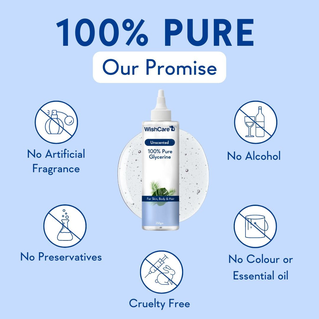 WishCare Pure & Unscented Glycerine for Healthy Skin & Hair|Hydrates, Softens & Nourishes Skin &Hair
