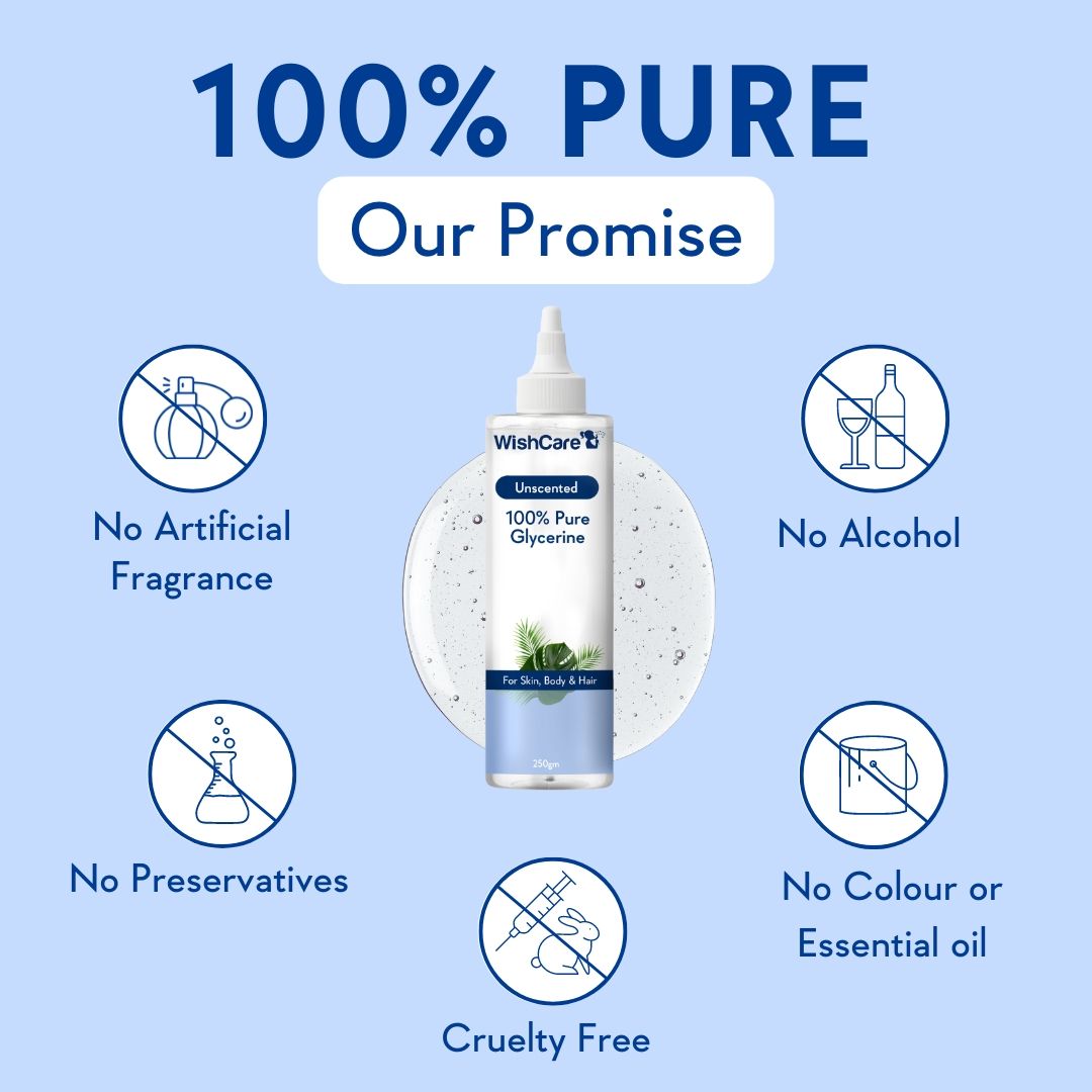 WishCare Pure & Unscented Glycerine for Healthy Skin & Hair|Hydrates, Softens & Nourishes Skin &Hair
