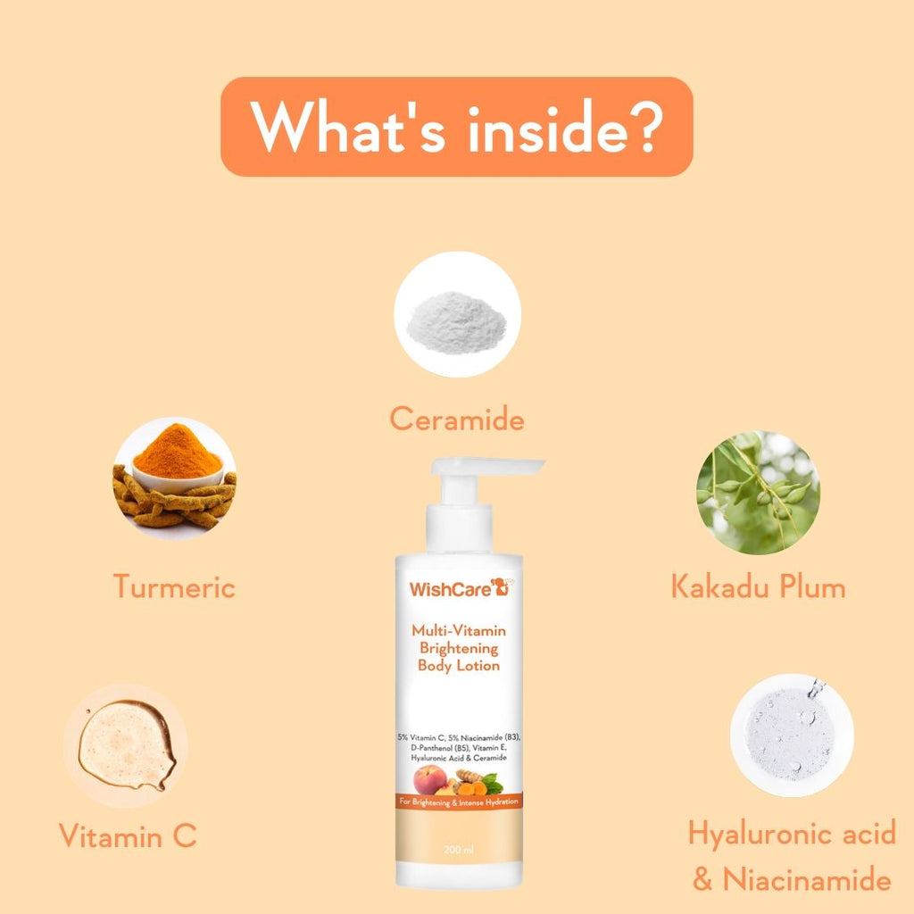 WishCare Multi-Vitamin Brightening Body Lotion for Glowing Skin-Reduces Pigmentation & Dark Spots