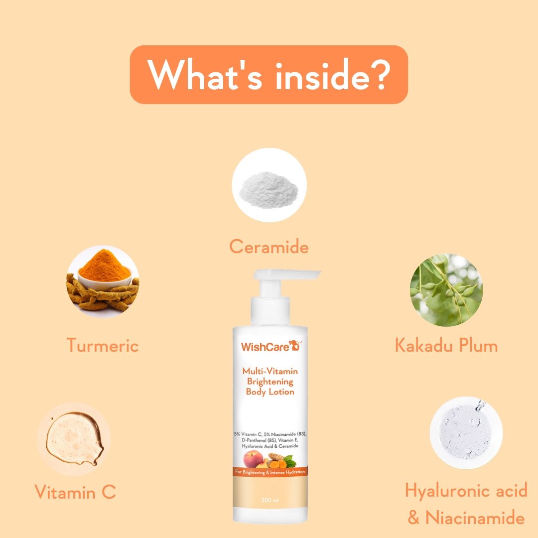 WishCare Multi-Vitamin Brightening Body Lotion for Glowing Skin-Reduces Pigmentation & Dark Spots