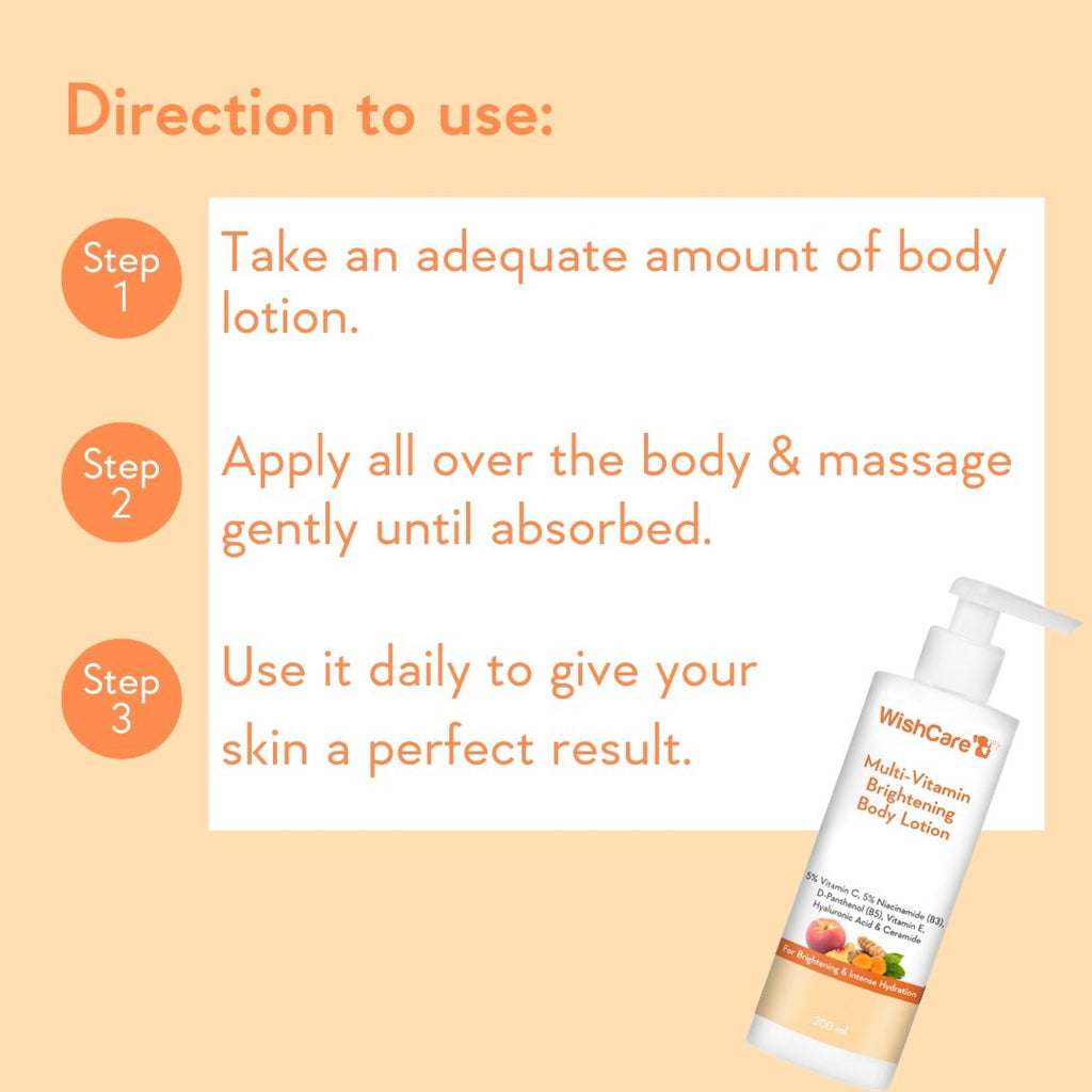 WishCare Multi-Vitamin Brightening Body Lotion for Glowing Skin-Reduces Pigmentation & Dark Spots