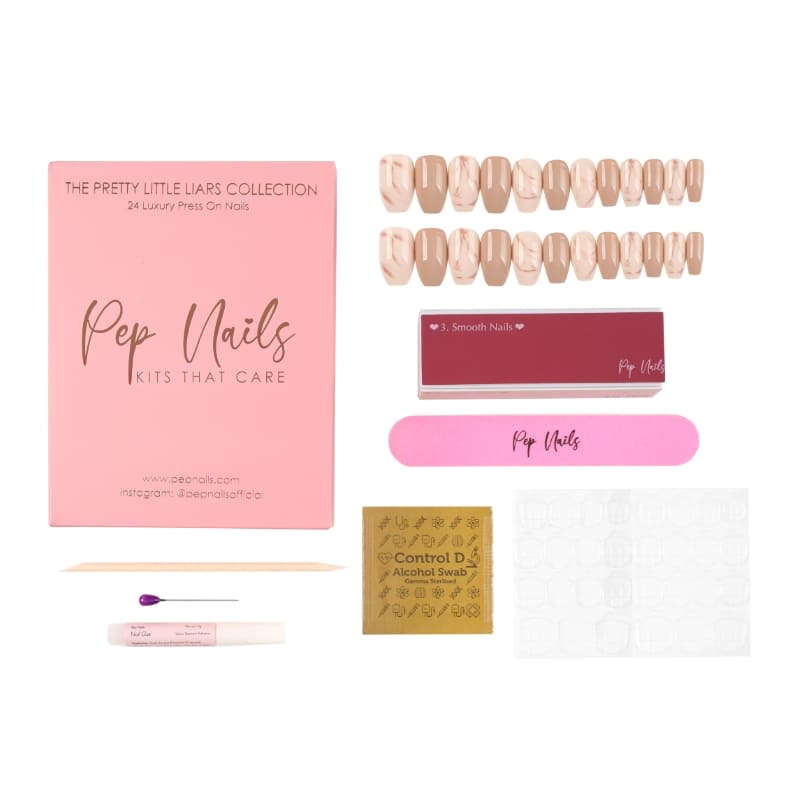 Pep Nails Latte Super Natural Nude And Marble Press On Nails