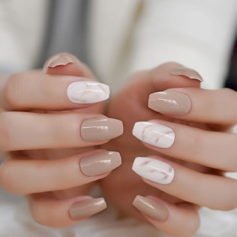 Pep Nails Latte Super Natural Nude And Marble Press On Nails