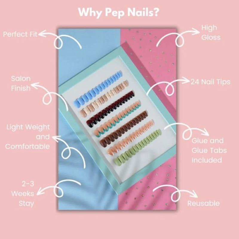 Pep Nails Ballerina Super Natural Smooth Glitter Press On Nails