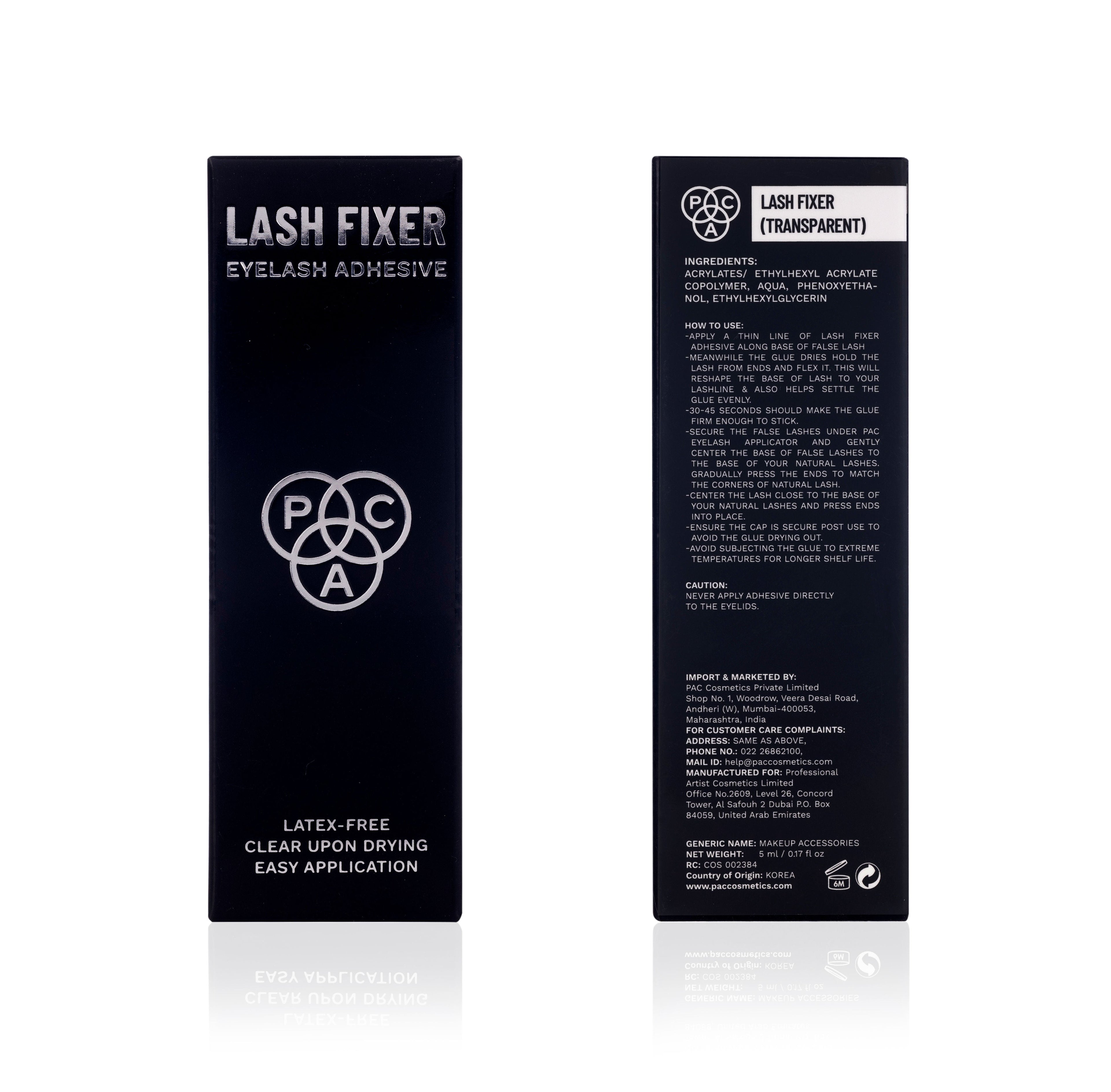 PAC Lash Fixer Eyelash Adhesive Transparent - 24H Hold, Quick Drying, Waterproof, Ultra Thin Brush