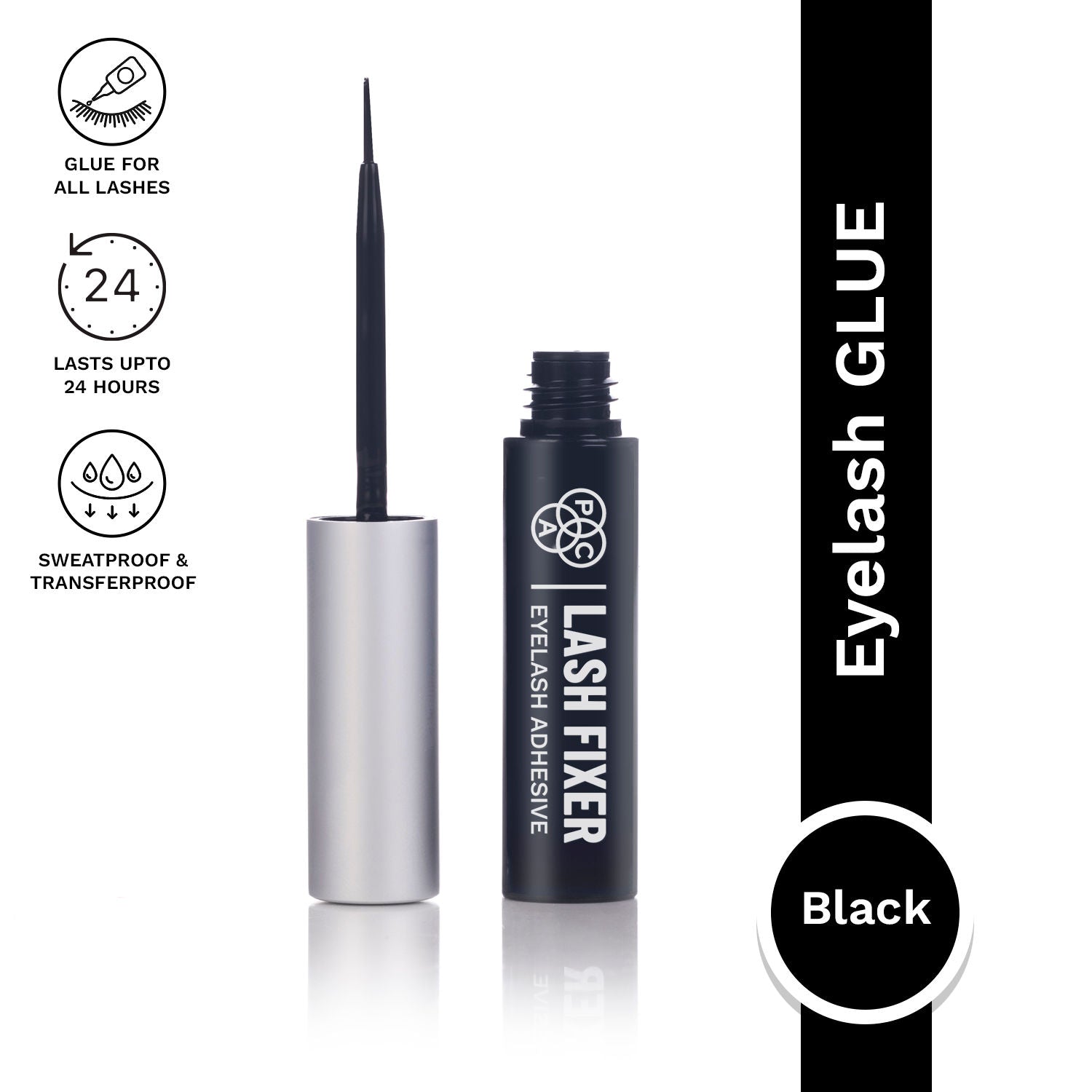 PAC Lash Fixer Eyelash Adhesive Black - 24H Hold, Quick Drying, Waterproof, Ultra Thin Brush