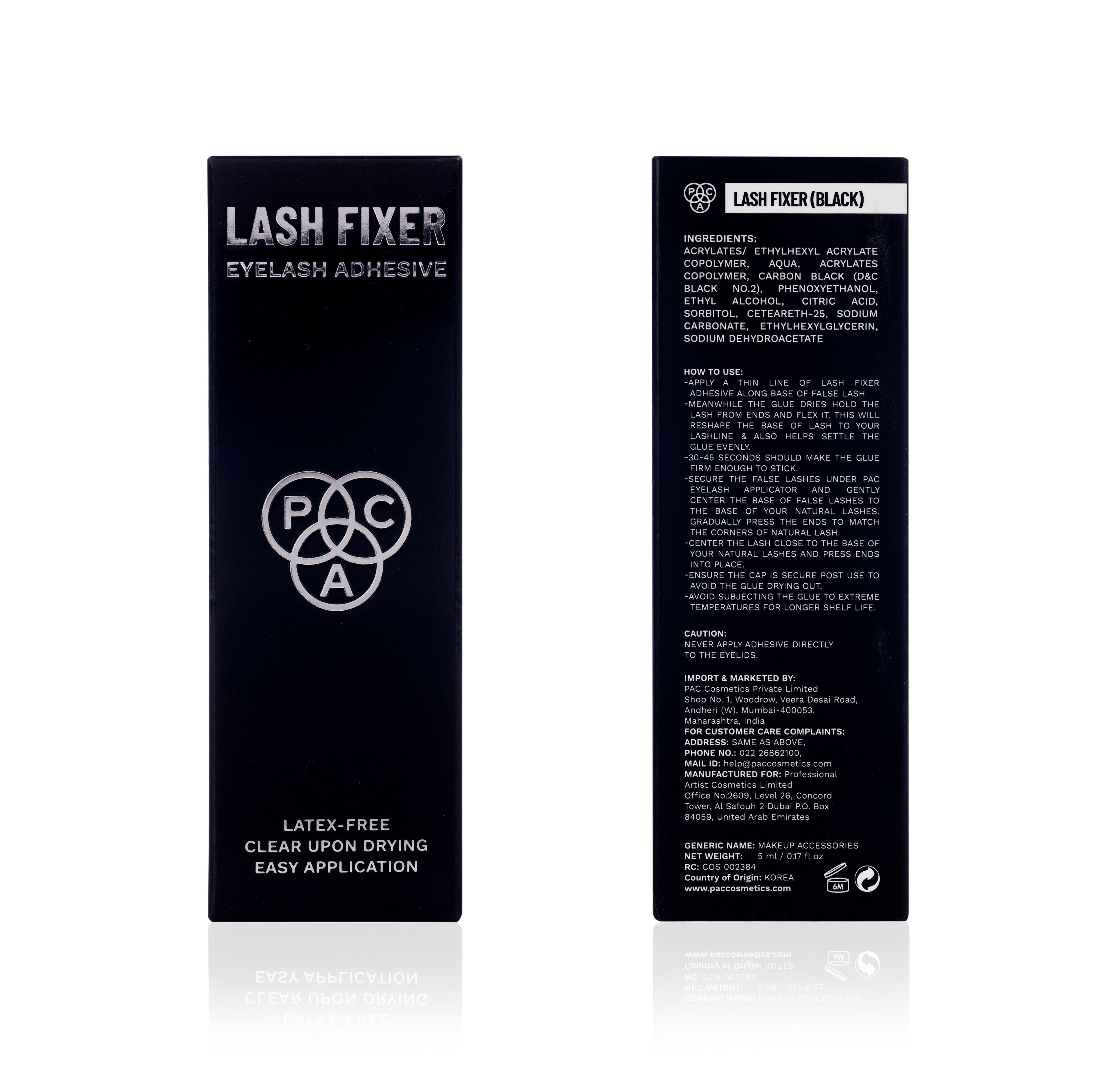 PAC Lash Fixer Eyelash Adhesive Black - 24H Hold, Quick Drying, Waterproof, Ultra Thin Brush