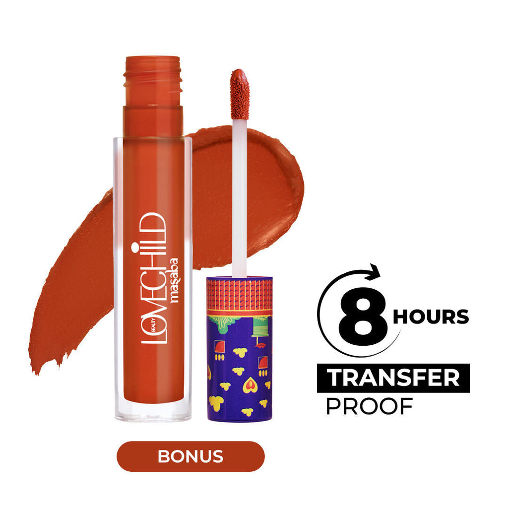 LoveChild Masaba Mad Matte Tranfer-proof Long Lasting Liquid Lipstick, Enriched with Jojoba & Macademia Oil