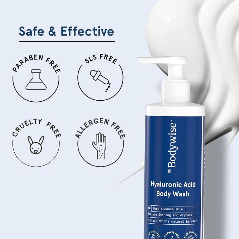 Be Bodywise Hyaluronic Acid Body Wash For Dry Skin - With 3 Essential Ceramides & Aloe Vera Extract