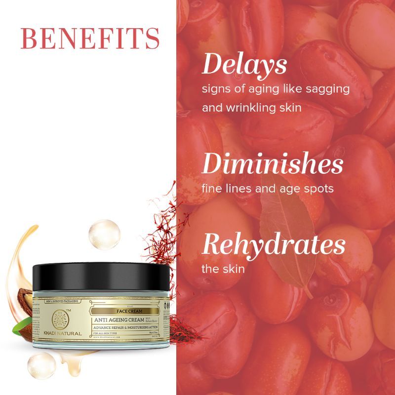 Khadi Natural Anti Ageing Cream Reduce Fine Lines & Wrinkles