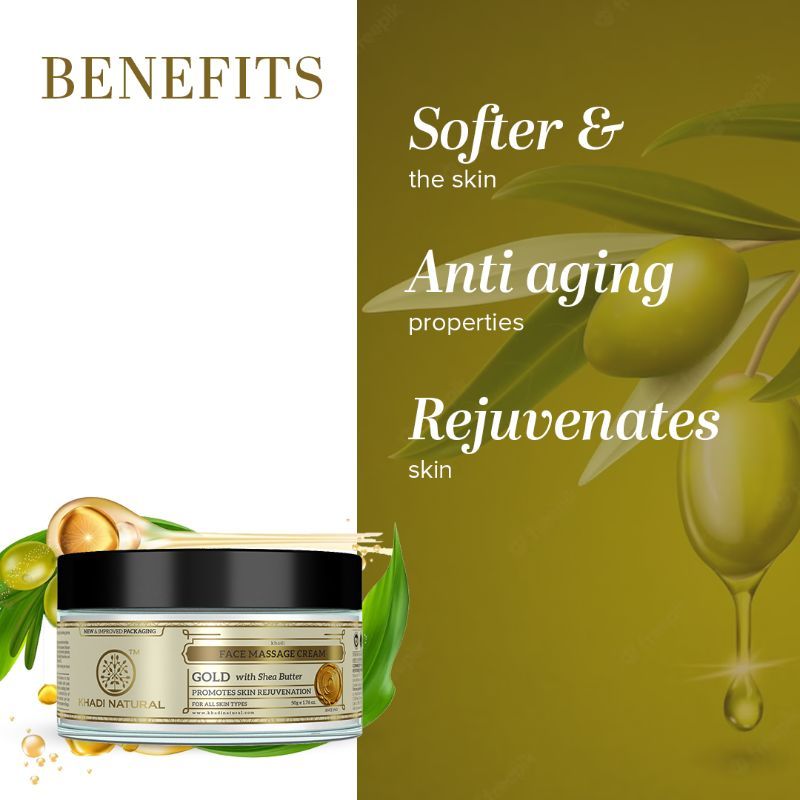 Khadi Natural Gold Face Massage Cream Removes Dead Cells