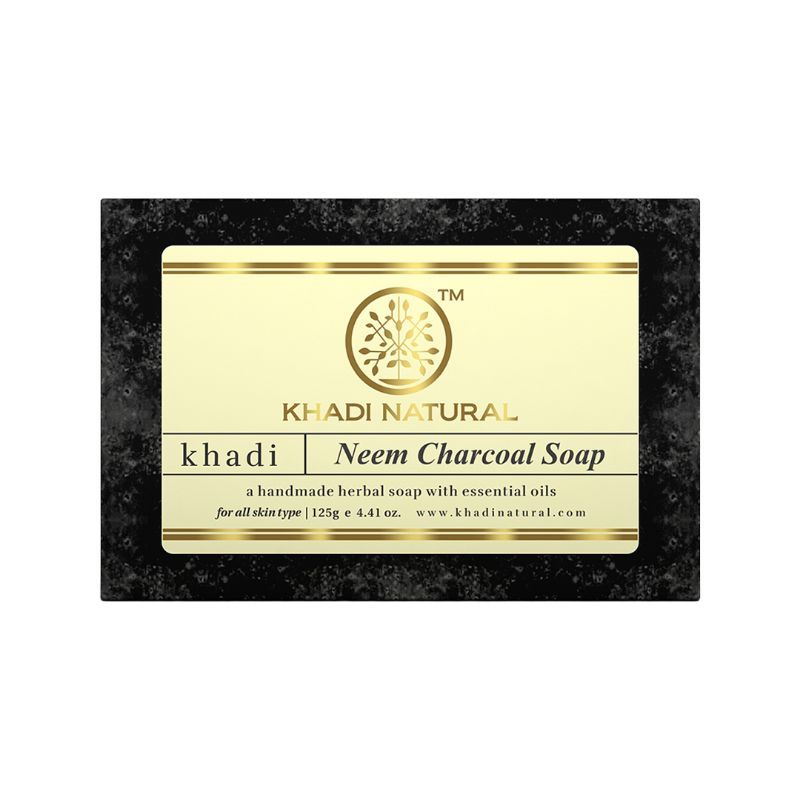 Khadi Natural Neem Charcoal Soap Reduces Acne & Blackheads