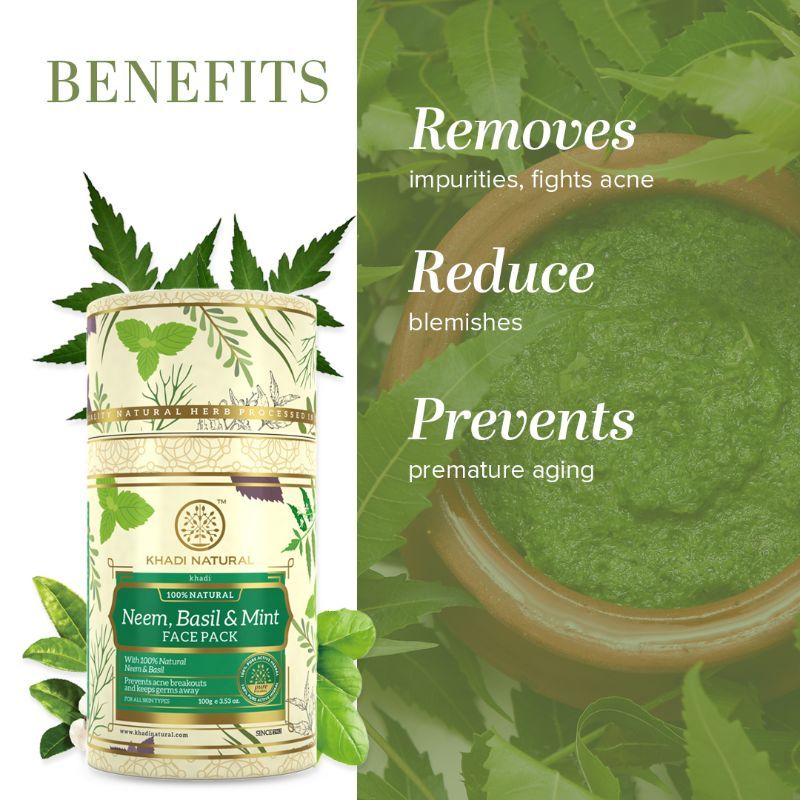 Khadi Natural Neem Basil & Mint Face Pack Anti Acne & Anti Germ