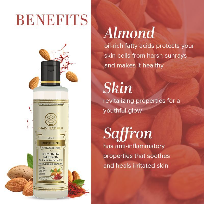 Khadi Natural Almond and Saffron Moisturizers SLS & Paraben Free