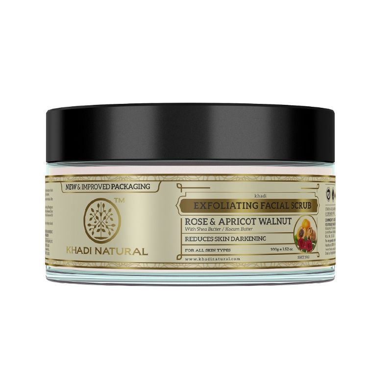 Khadi Natural Rose & Apricot Walnut Facial Scrub Reduce Wrinkles & Blackheads