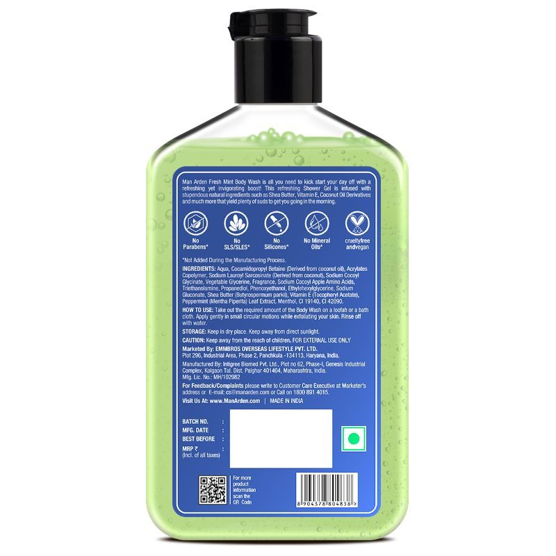 Man Arden Fresh Mint Luxury Body Wash Infused With Shea Butter & Vitamin E