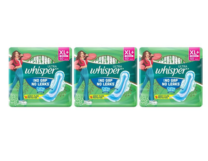 Whisper Ultra Clean Thin XL+ Sanitary Pads-Hygiene & Comfort with Soft Wings & Dry top sheet,150 Pad