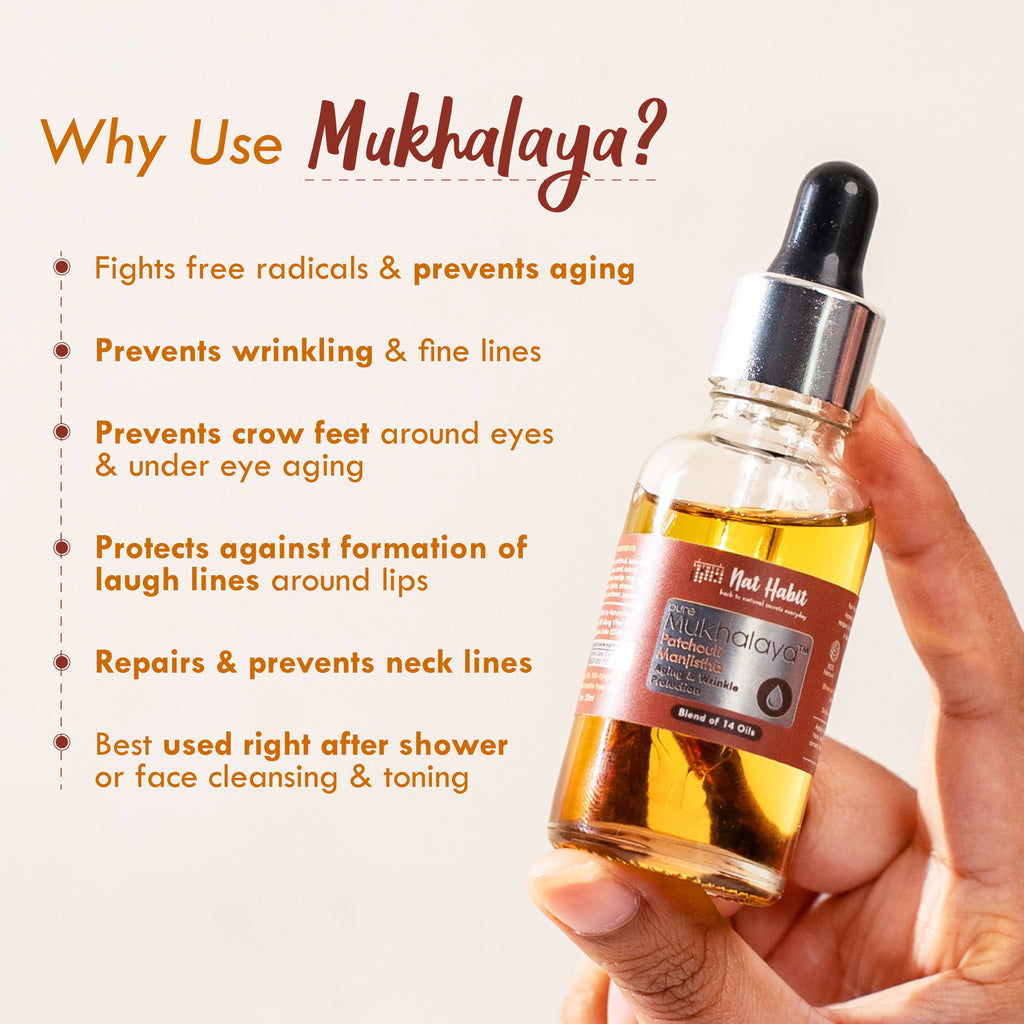 Nat Habit Patchouli Manjistha Face Oil For Anti-Aging, Wrinkle Protect & Bakuchiol For Skin Glowing