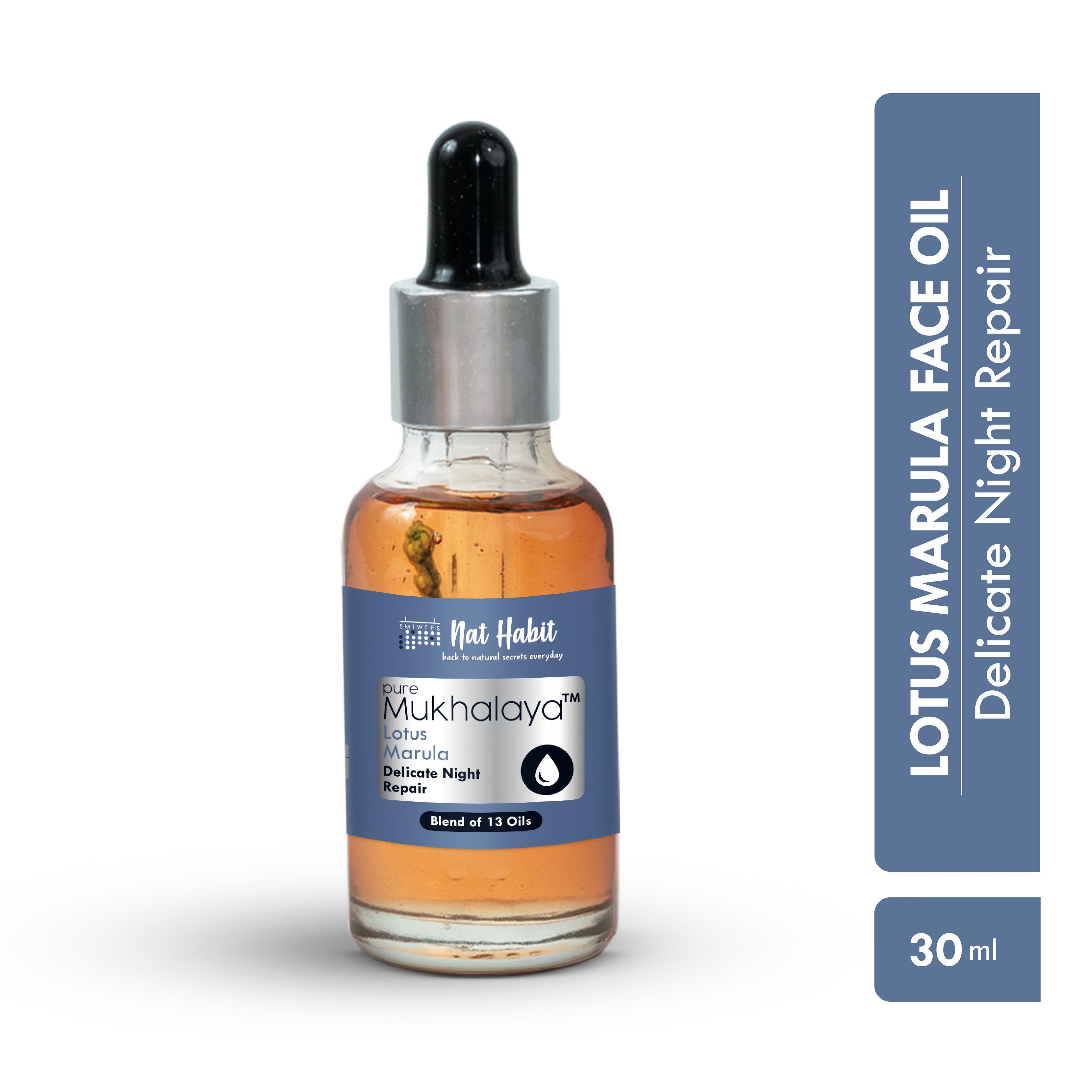 Nat Habit Pure Lotus Marula Face Oil For Massage, Delicate Night Repair Facial Oil Mukhalaya