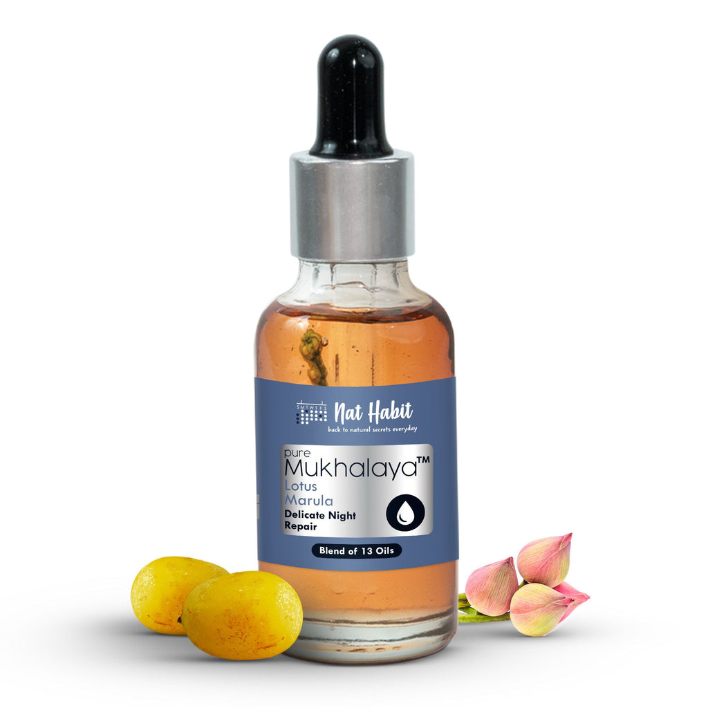 Nat Habit Pure Lotus Marula Face Oil For Massage, Delicate Night Repair Facial Oil Mukhalaya