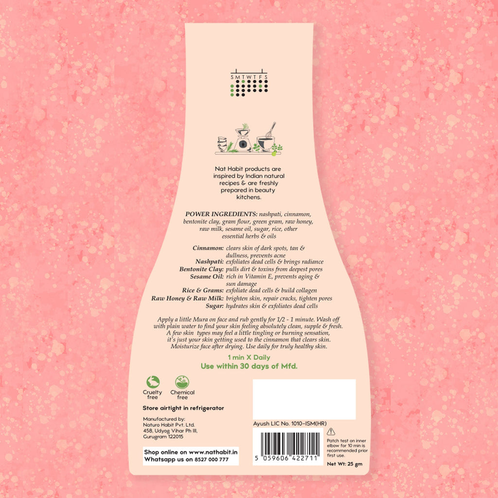Nat Habit Cinnamon Nashpati Radiance Exfoliating Face Mura, Face Scrub for Tan, Pigmentation,Blemish