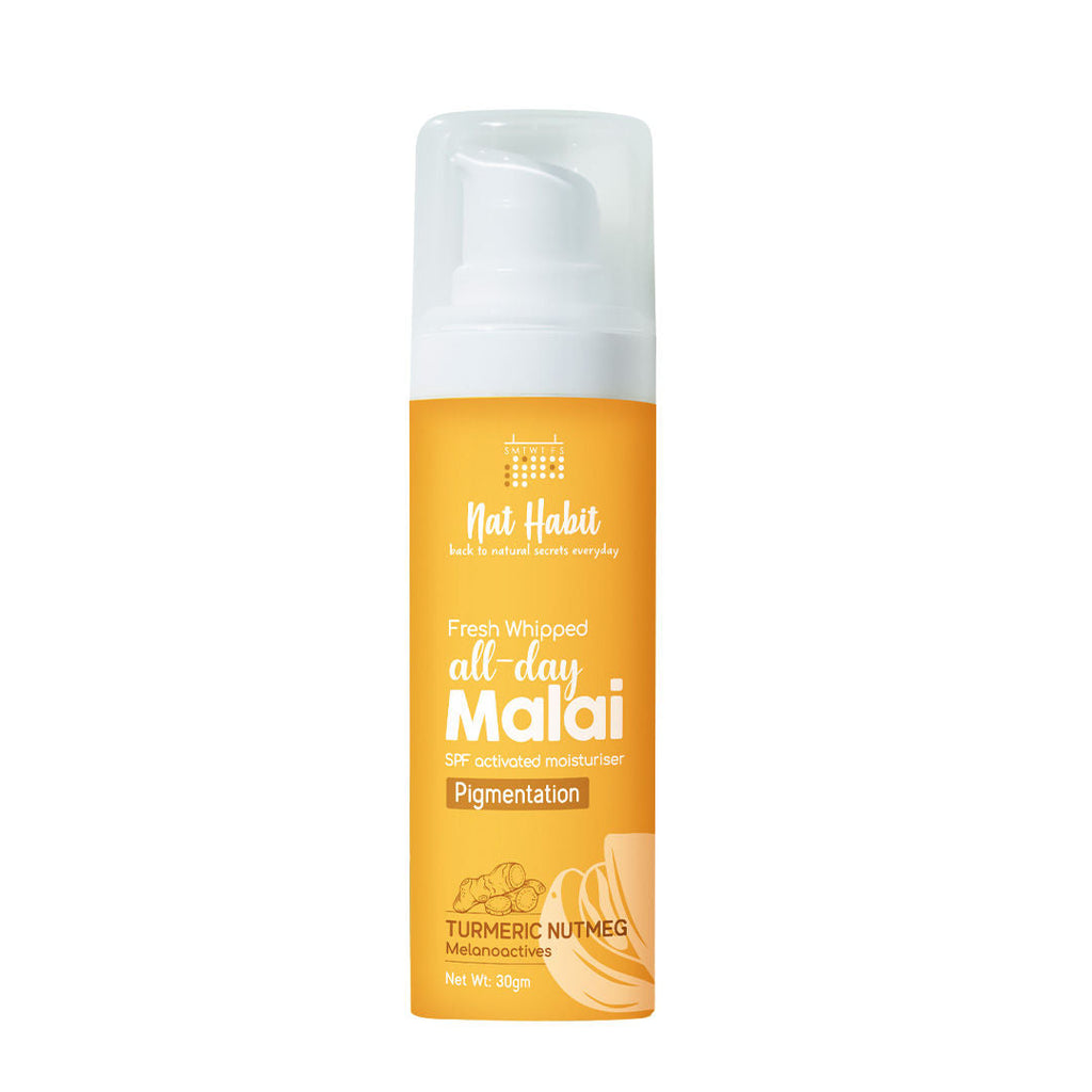 Nat Habit Turmeric Nutmeg Face Moisturizer Malai, Pigmentation Cream, Sun Burn Healing & UV Protect