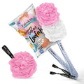 Fabskin Loofah Duo Pack- Bath Brush With Long Handle & Round Loofah- For Men & Women- Pink & White