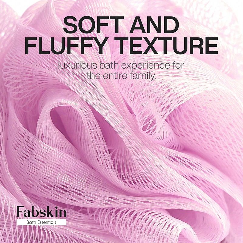 Fabskin Loofah Duo Pack- Bath Brush With Long Handle & Round Loofah- For Men & Women- Pink & White
