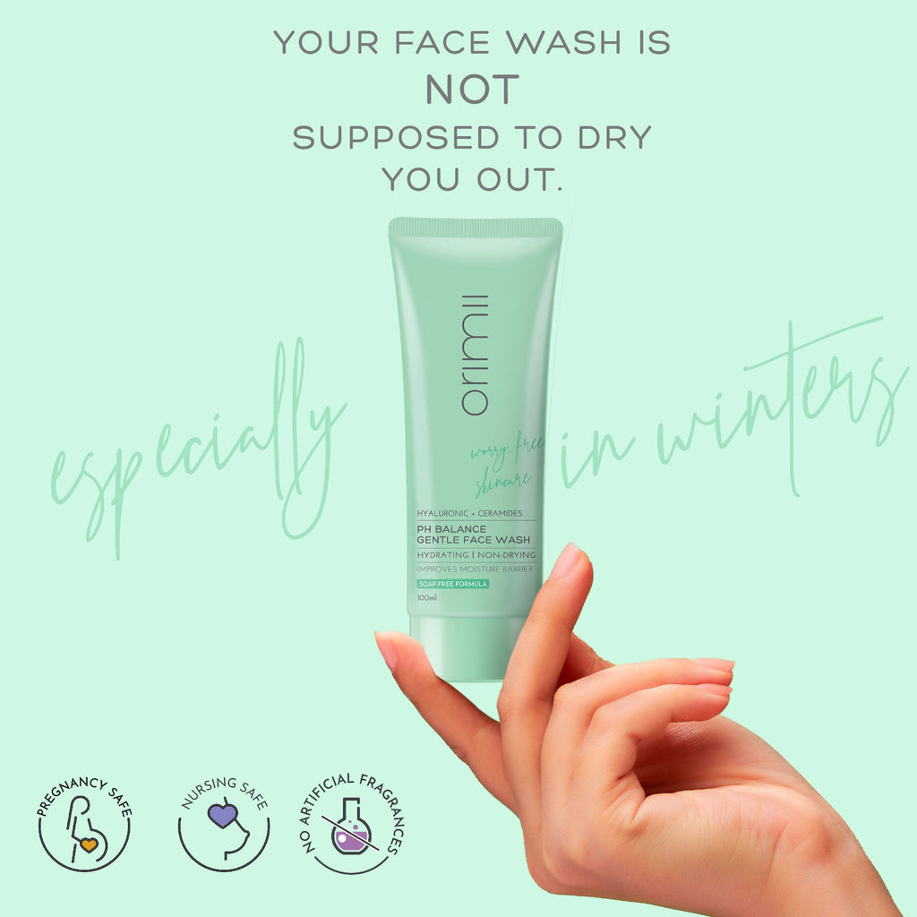 Orimii Hyaluronic + Ceramides PH Balance Gentle Face Wash - Non-Comedogenic, Pregnancy Safe