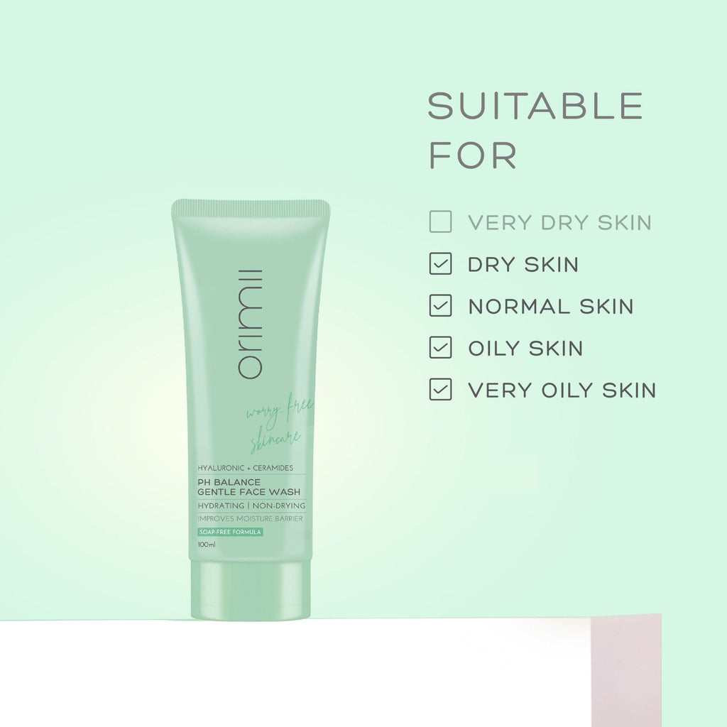 Orimii Hyaluronic + Ceramides PH Balance Gentle Face Wash - Non-Comedogenic, Pregnancy Safe