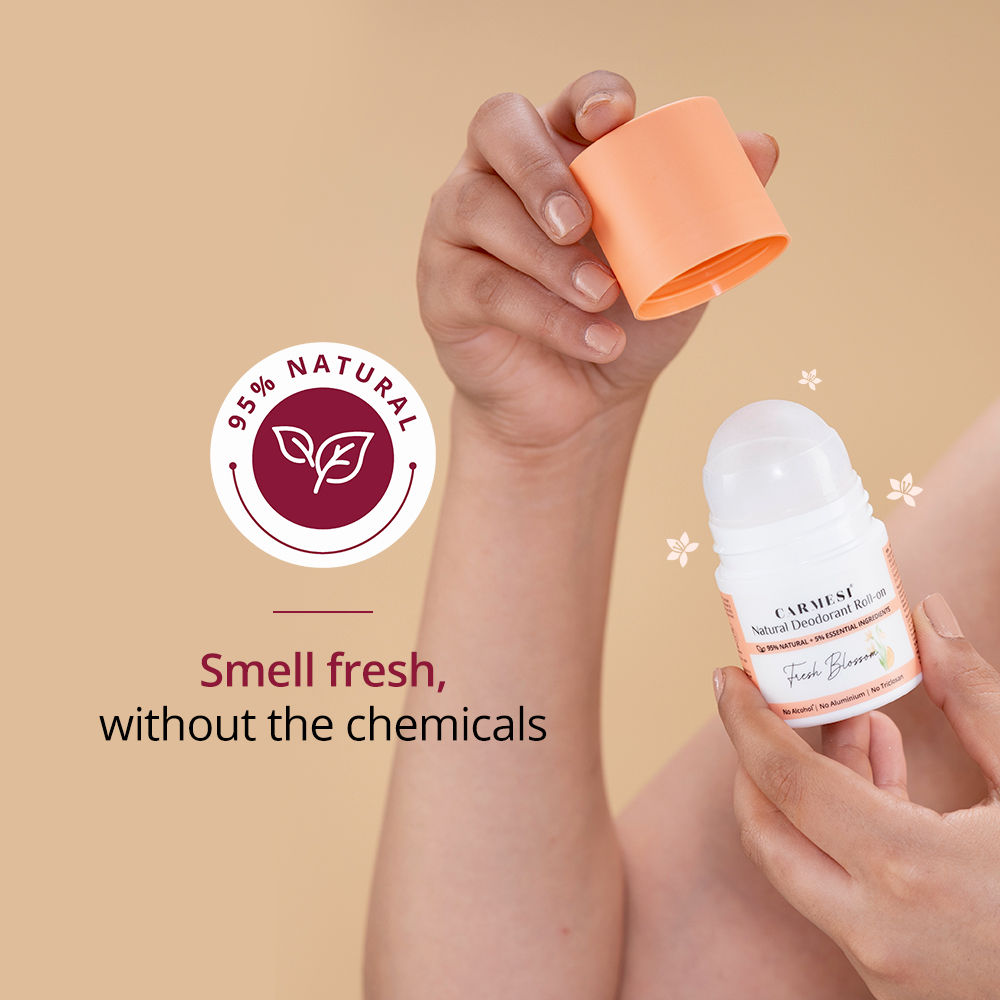 Carmesi Natural Underarms Roll On Deodorant For Women - Fresh Blossom, No Alcohol Or Aluminium