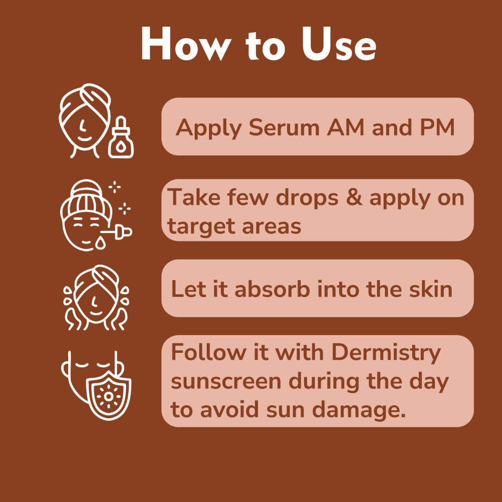 DERMISTRY 2% Kojic Acid Face Serum Pigmentation Dark Spots Removal Whitening Glowing Skin Fairness
