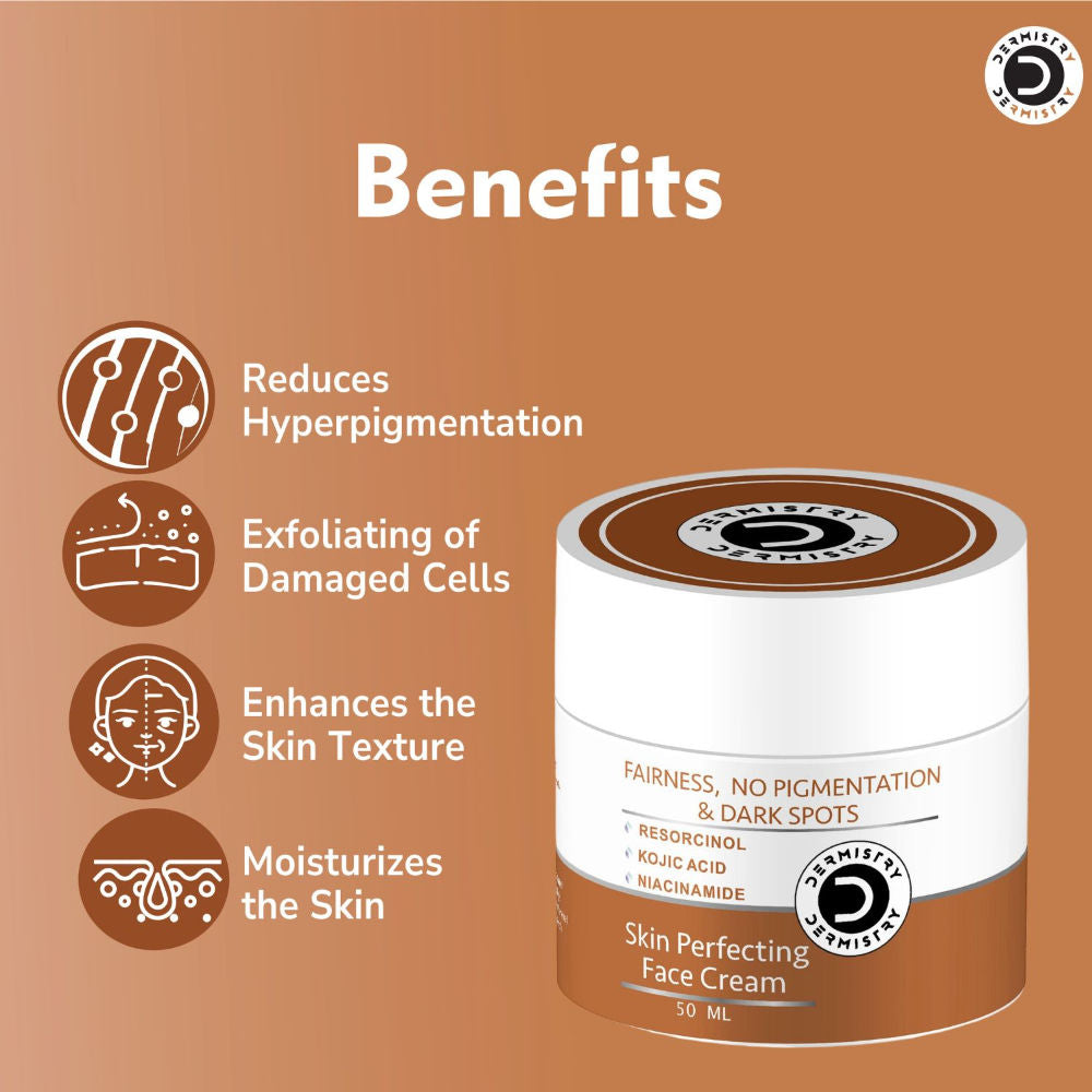 DERMISTRY Kojic Acid Face Cream Pigmentation Tan Removal Glowing Skin Whitening Lightening Fairness
