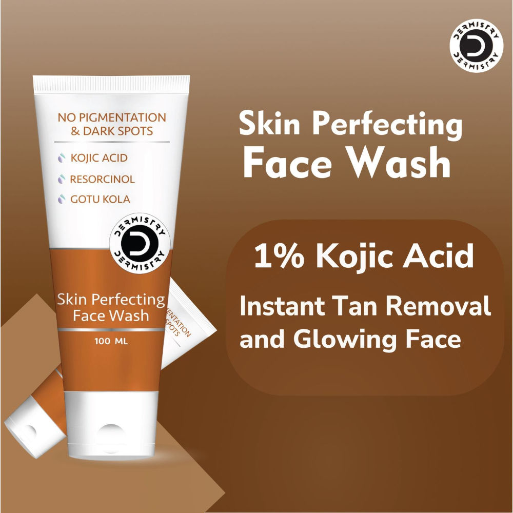 DERMISTRY Kojic Acid Face Wash Pigmentation Dark Spots Tan Removal Glowing Skin Lightening Whitening