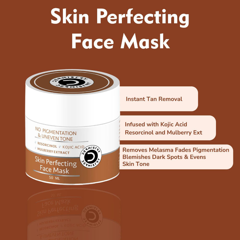 DERMISTRY Kojic Acid Pigmentation De D Tan Dark Spots Removal Skin Whitening Glowing Face Pack Mask