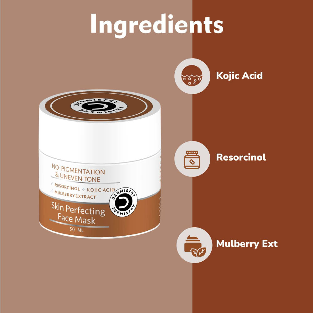 DERMISTRY Kojic Acid Pigmentation De D Tan Dark Spots Removal Skin Whitening Glowing Face Pack Mask