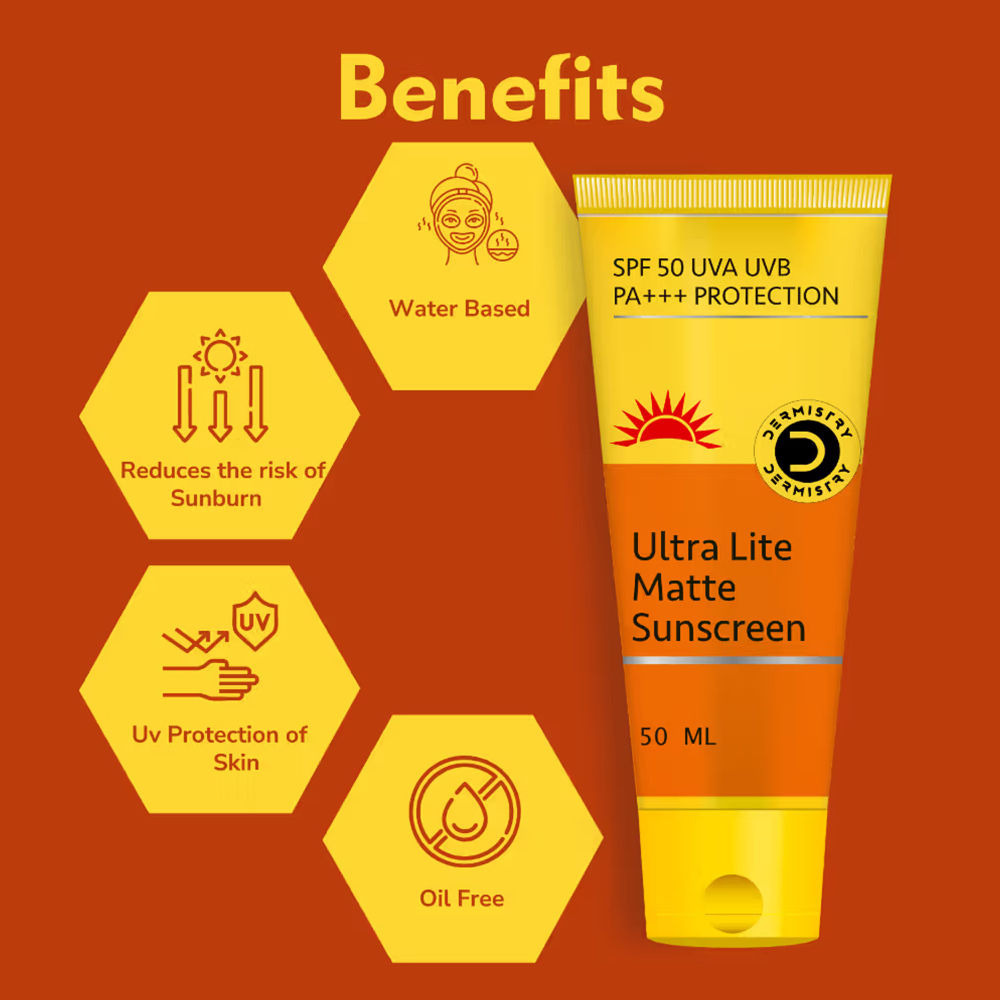 DERMISTRY SPF 50 UV Sunscreen Oil Free Water Based Sun Care for Oily Acne Prone & Sensitive Skin