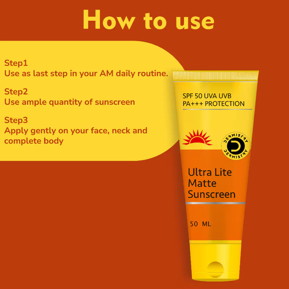 DERMISTRY SPF 50 UV Sunscreen Oil Free Water Based Sun Care for Oily Acne Prone & Sensitive Skin