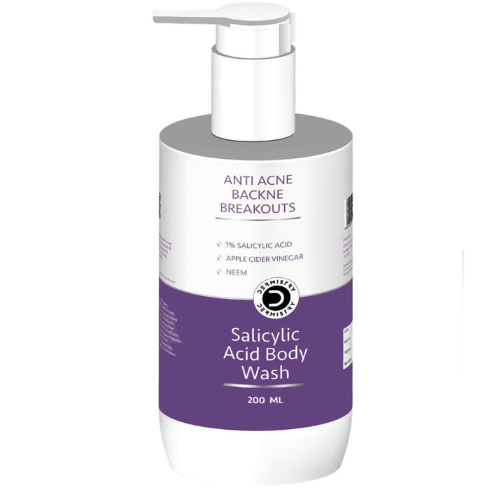 DERMISTRY 1% Salicylic Acid Niacinamide Exfoliating Body Wash for Back Acne Oily Acne Prone Skin