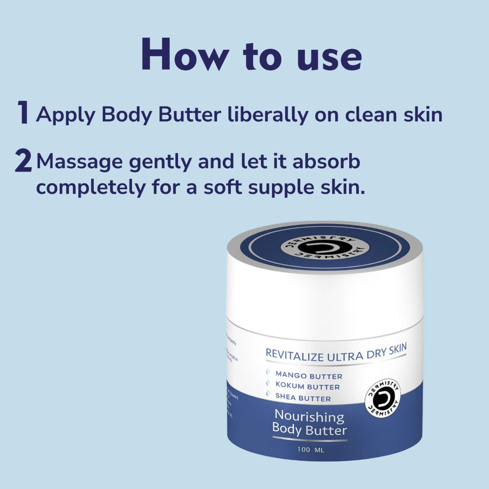 DERMISTRY Body Butter For Dry & Very Dry Skin Deep Hydration Moisturizer With Coffee Shea Butter