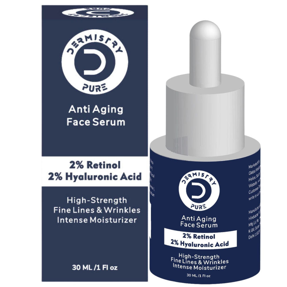 DERMISTRY 2% Retinol Hyaluronic Anti Aging Night Face Cream Serum for Ageing Dark Circles & Wrinkles