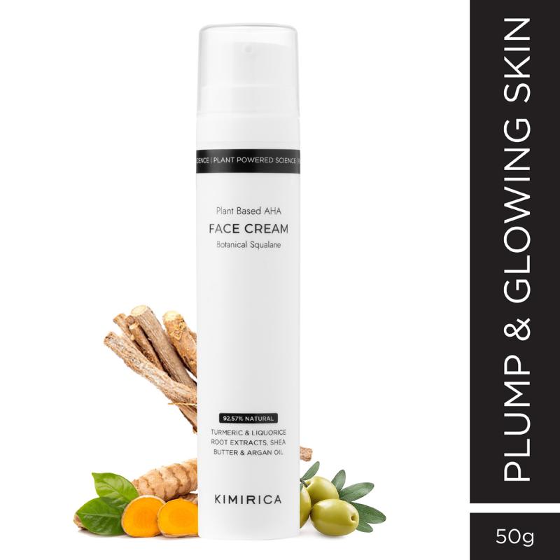 Kimirica Brightening And Hydrating Face Cream With Plant Based AHA, Squalane, Butter & Argan Oil